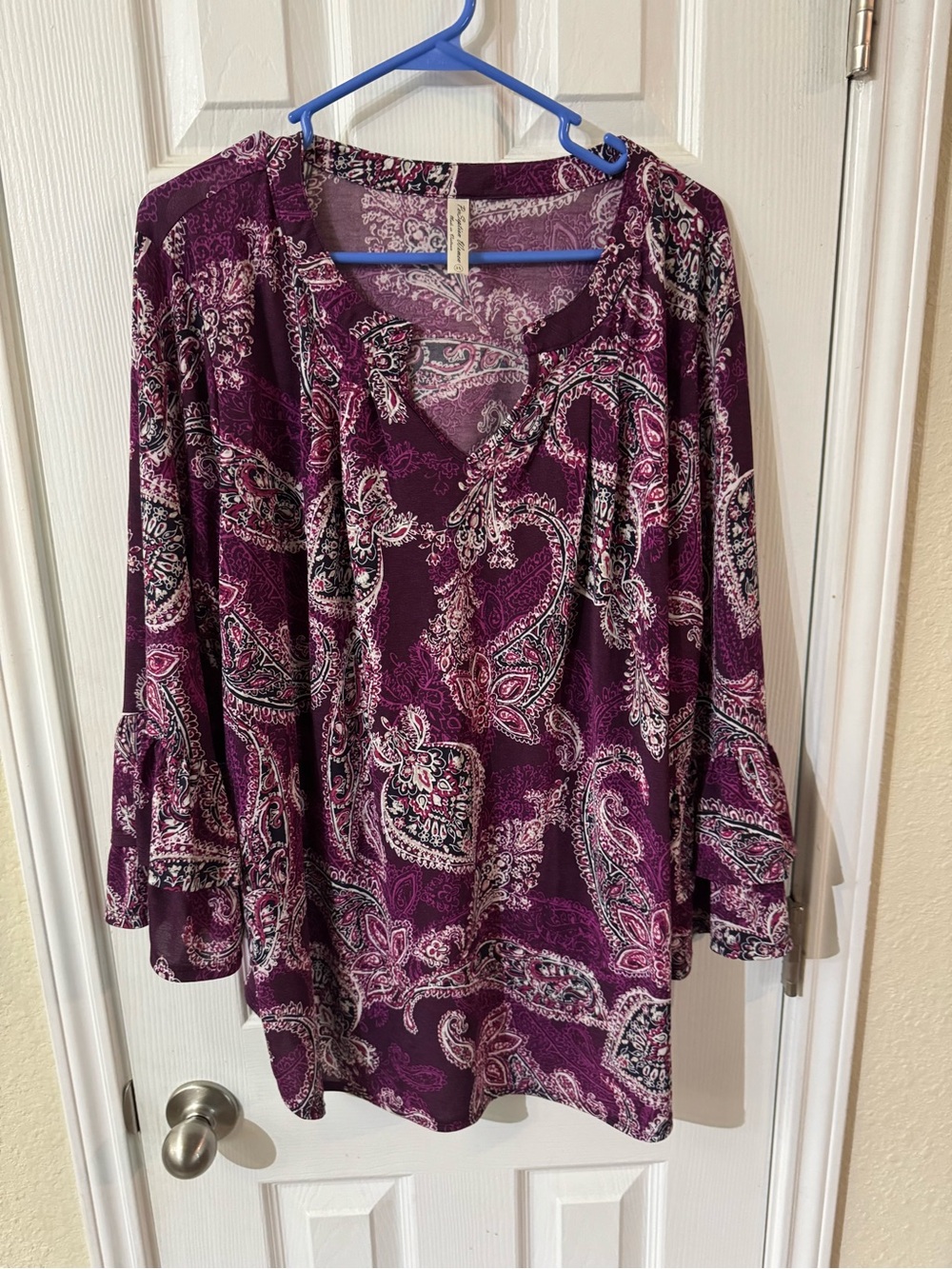 Perseption Paisley V-Neck Tunic in Deep Purple